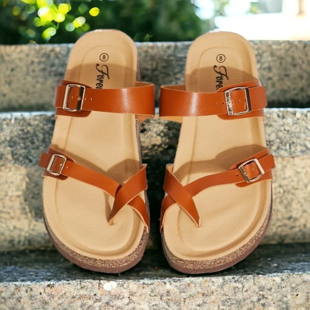 🆕️ Toe Ring Footbed Slide Trendy Beach Summer Fashion Sandals Size 8 - Picture 6 of 9